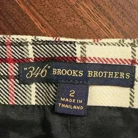 Brooks Brothers 346 Wool Mini Skirt Sz 2 Black White Tartan Plaid Lined Academia - Picture 10 of 11